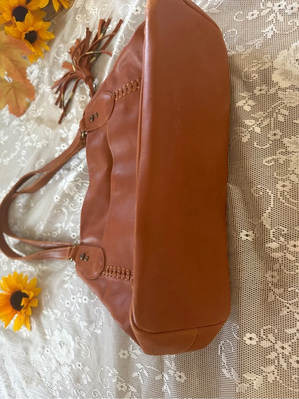 Cognac Leather Handbag